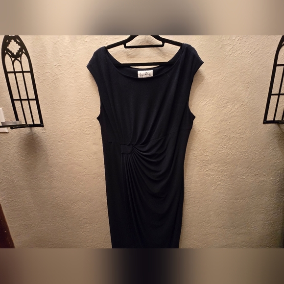 Joseph Ribkoff Black Draped Midi Dress Sleeveless Elegant - Picture 3 of 8